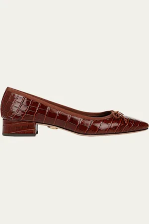 VERONICA BEARD Cecile Croco Bow Low Pumps
