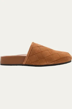 Bottega Veneta Reggie Woven Suede Slipper Mules