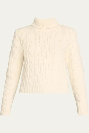 NILI LOTAN Andrina Cable Cashmere-Wool Turtleneck Sweater
