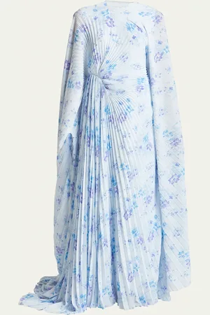 Balenciaga Floral-Print Circle Pleated Dress