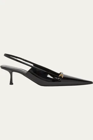 Saint Laurent Hermione Leather Kitten Slingback Pumps