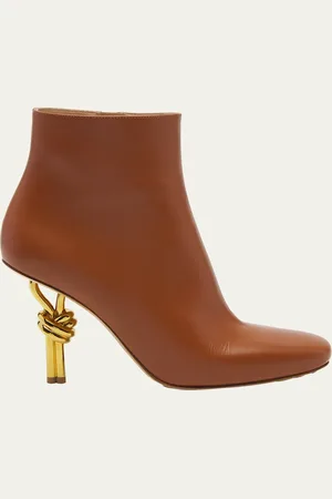 Bottega Veneta Leather Knot-Heel Ankle Booties