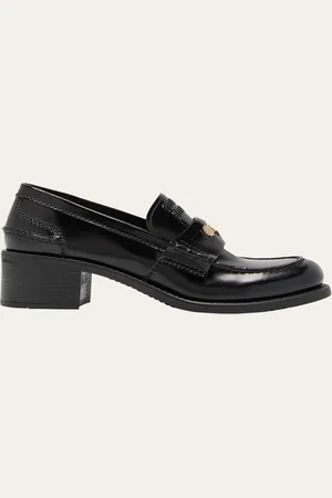Miu Miu Leather Heeled Penny Loafers