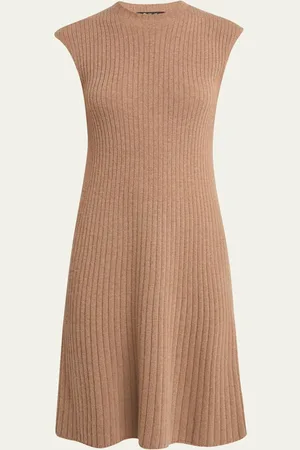 Loro Piana Cervatto Cap-Sleeve Cashmere Rib Dress