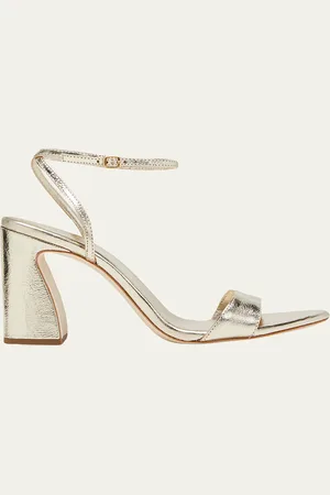 Loeffler Randall Malia Metallic Leather Block-Heel Sandals
