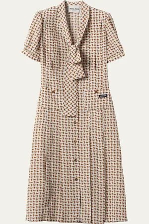 Miu Miu Paisley Print Shirtdress with Tie Neck