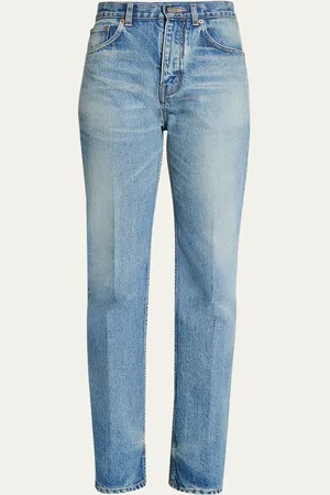 Saint Laurent High Waisted Straight Leg Denim Pants