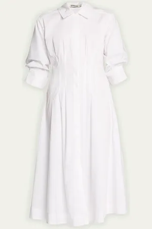 Simkhai Jazz Core Cotton Poplin Pintuck Midi Dress