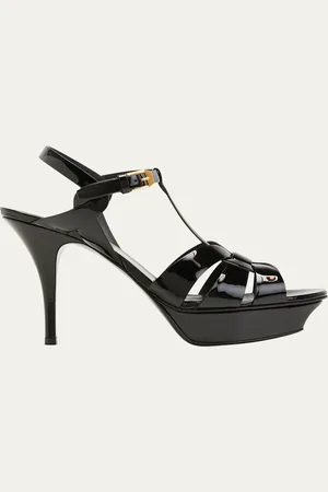 Saint Laurent Tribute Patent Sandals, 4" Heel