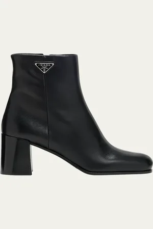 Prada Calfskin Block-Heel Ankle Boots