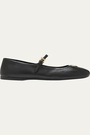 Prada Lambskin Triangle Mary Jane Ballerina Flats