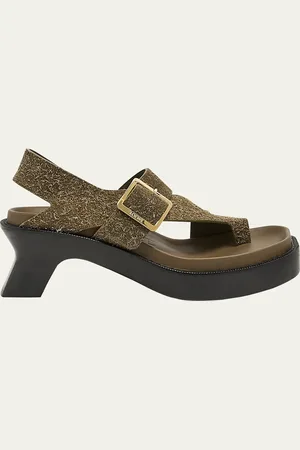 Loewe Brushed Suede Toe-Loop Buckle Sandals