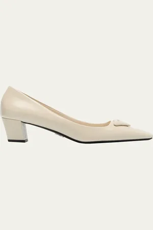 Prada Vernice Calfskin Square-Toe Ballerina Pumps