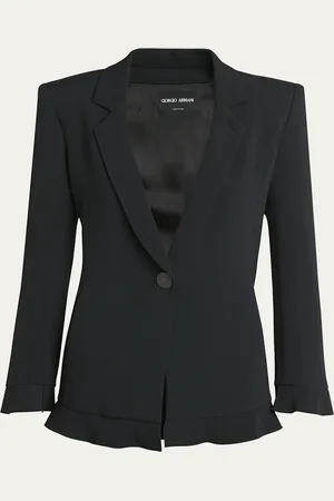 Giorgio Armani Cady Blazer Jacket with Ruffle Underlay
