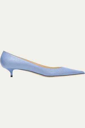 Jimmy Choo Amelia Embossed Leather Kitten-Heel Pumps