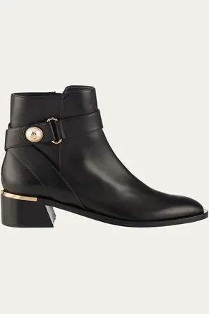 Jimmy Choo Noor Leather Pearly-Button Ankle Booties