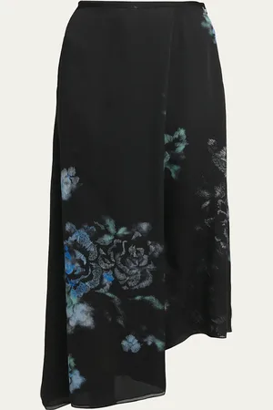 Giorgio Armani Floral Print Silk Wrap-Effect Midi Skirt
