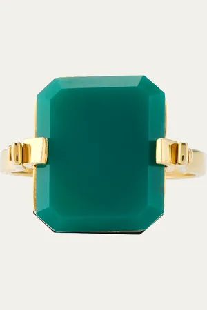 Aliita Deco Sandwich Turning Black and Green Agate Ring