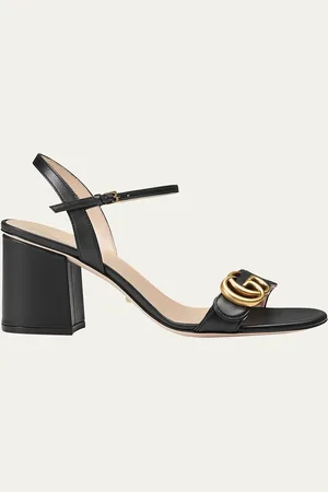 Gucci Marmont Leather GG Block-Heel Sandals