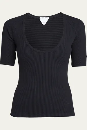 Bottega Veneta Ribbed Compact Cotton Jersey Top