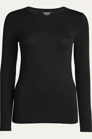 Majestic Soft Touch Flat-Edge Long-Sleeve Crewneck Top