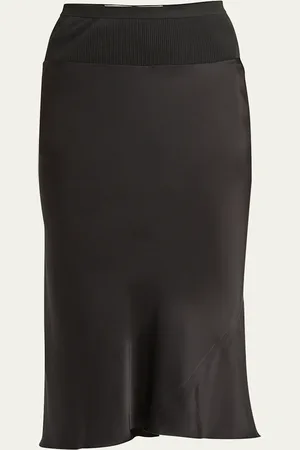 Rick Owens A-Line Bias Satin Midi Skirt