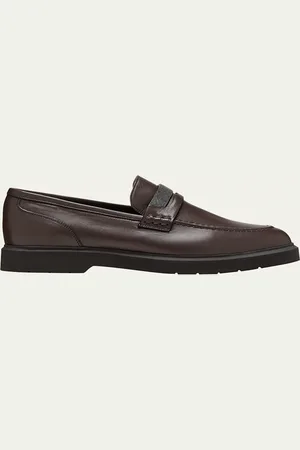 Brunello Cucinelli Leather Monili Penny Loafers