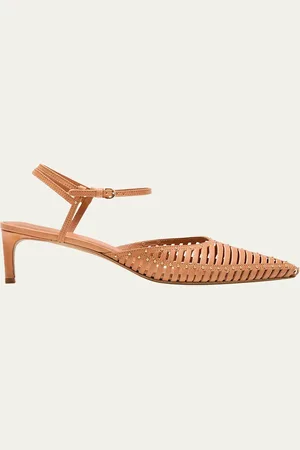 ULLA JOHNSON Divya Caged Leather Ankle-Strap Pumps