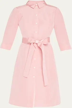 Carolina Herrera Faille 3/4-Sleeve Shirtdress