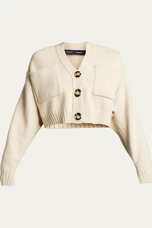 Proenza Schouler Solid Cropped Cashmere Cardigan
