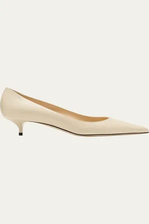 Jimmy Choo Amelia Embossed Leather Kitten-Heel Pumps