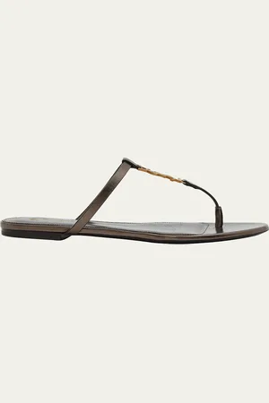 Saint Laurent Cassandra Leather YSL Thong Sandals