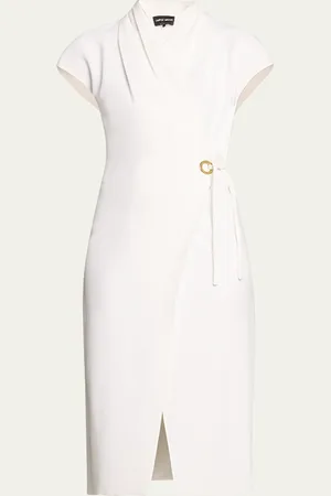 Giorgio Armani Silk Wrap Midi Dress with Tie Detail