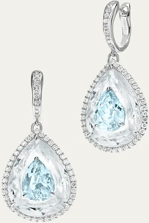 Boghossian Inlay Shine Earrings with Aquamarine and Crystal