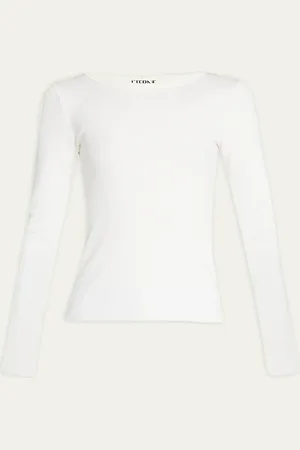 ÉTERNE Long-Sleeve Fitted Crewneck Top