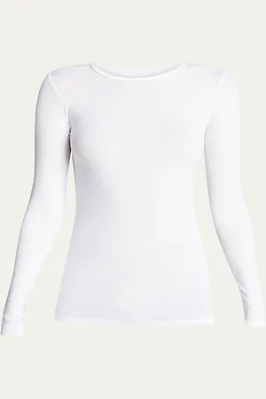 Majestic Soft Touch Flat-Edge Long-Sleeve Crewneck Top