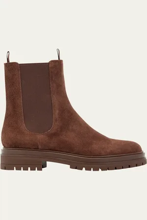 Gianvito Rossi Chester Suede Lug-Sole Chelsea Ankle Boots