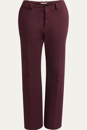 Saint Laurent Mid-Rise Straight-Leg Ankle Cotton Pants