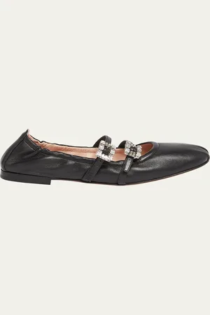 Roger Vivier Calfskin Dual Buckle Ballerina Flats