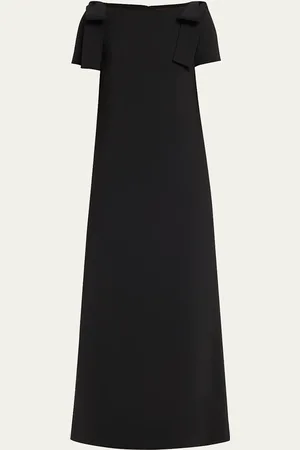 Carolina Herrera Shoulder Bow Crepe Column Gown
