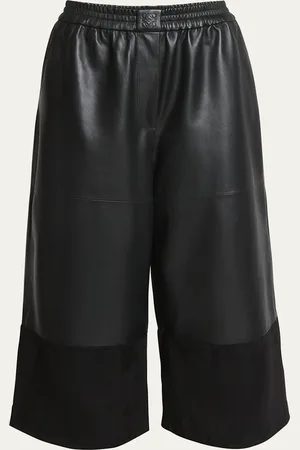 Loewe Cropped Leather and Suede Trousers