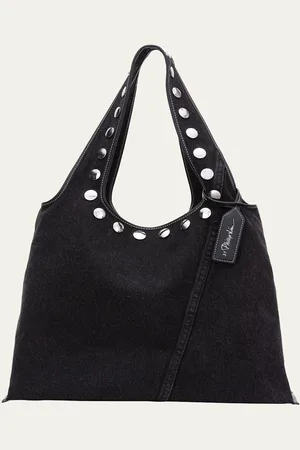 3.1 Phillip Lim Studded Washed Denim Market Tote Bag