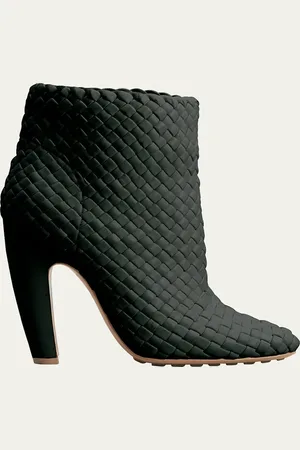 Bottega Veneta Lido Intrecciato Leather Ankle Booties