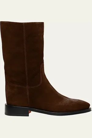santoni Fleeces Suede Tall Ranch Boots