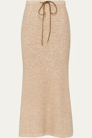Prada Silk Boucle Leather Cord Maxi Skirt