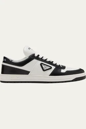 Prada Bicolor Leather Low-Top Court Sneakers