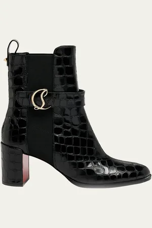 Christian Louboutin Croco Chelsea Red Sole Booties