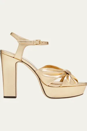 Jimmy Choo Heloise Metallic Ankle-Strap Platform Sandals