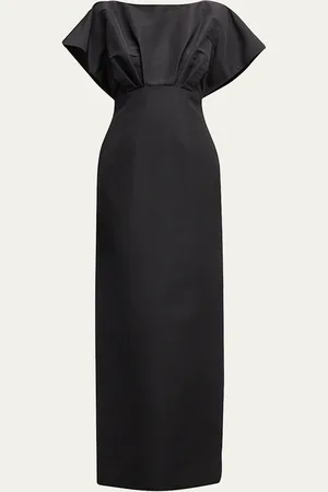 Carolina Herrera Silk Column Gown with Fan Bodice