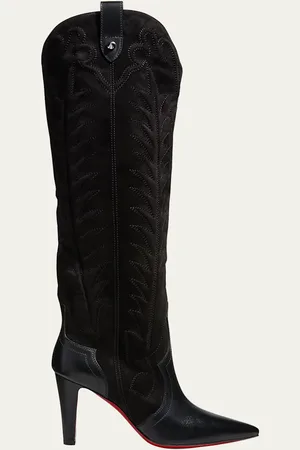 Christian Louboutin Santia Botta Mixed Leather Red Sole Boots